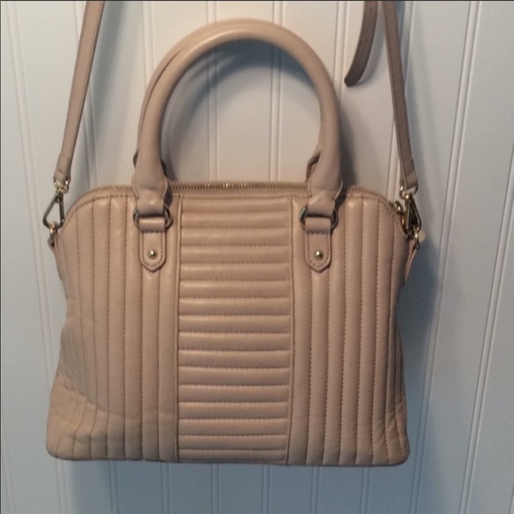 Belle Badgley Mischka tan leather crossbody purse - Picture 2 of 9